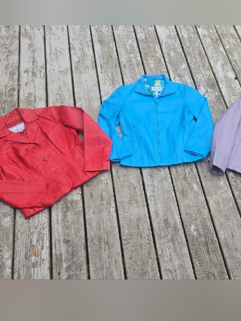 Wilsons Leather Red and Bright Blue And Gray Jackets For Small Womens. - Picture 2 of 11